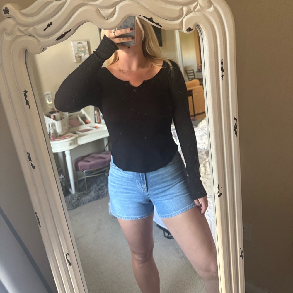 Old Navy Black Top Ribbed S